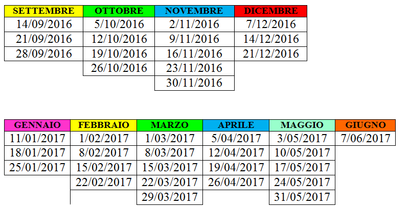 Calendario Nuoto 2016-2017